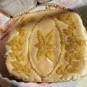 Beaded Gold Small Handled Bag Hong Kong EUC